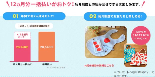こどもちゃれんじの年払いの図